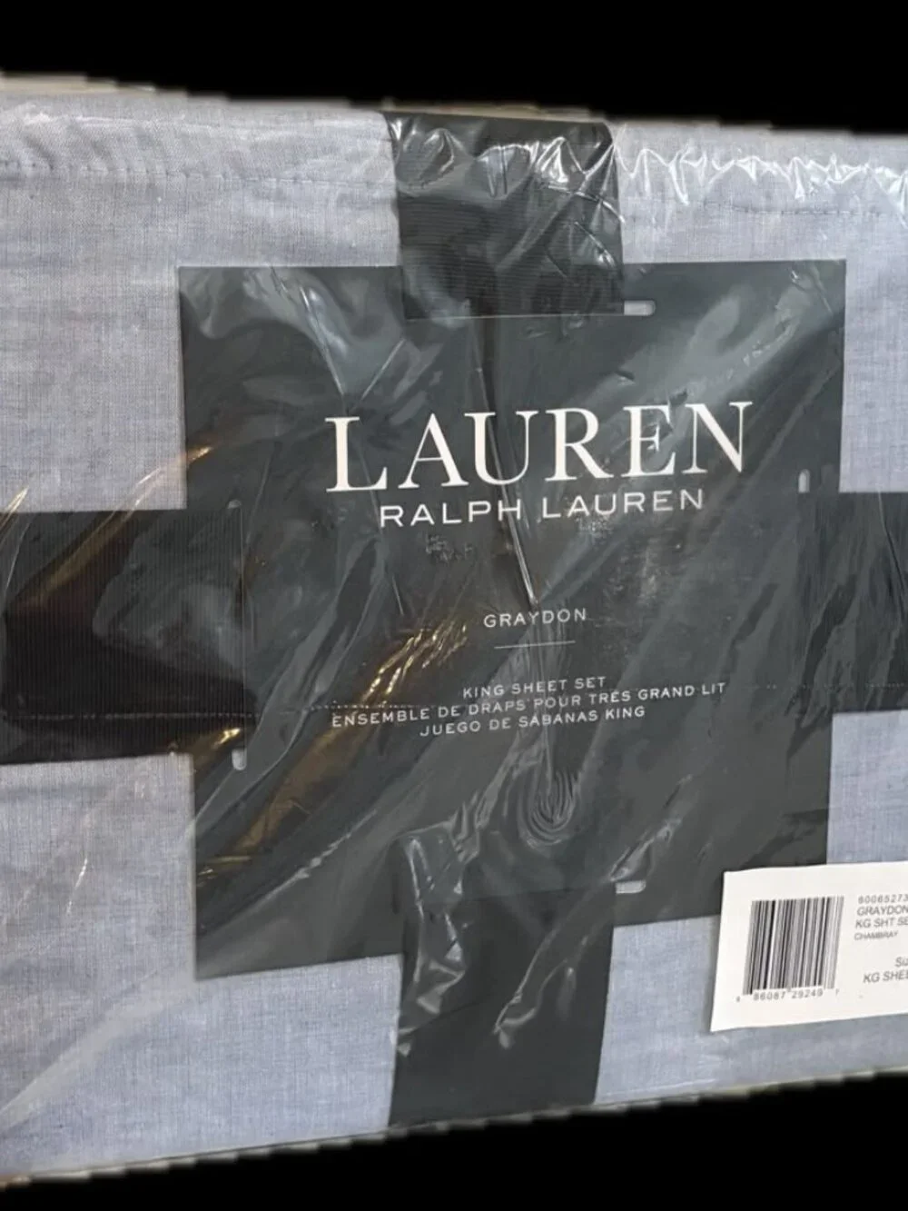 Polo Ralph Lauren Graydon Chambray Blue Cotton King Fitted Sheet Pillowcase Set